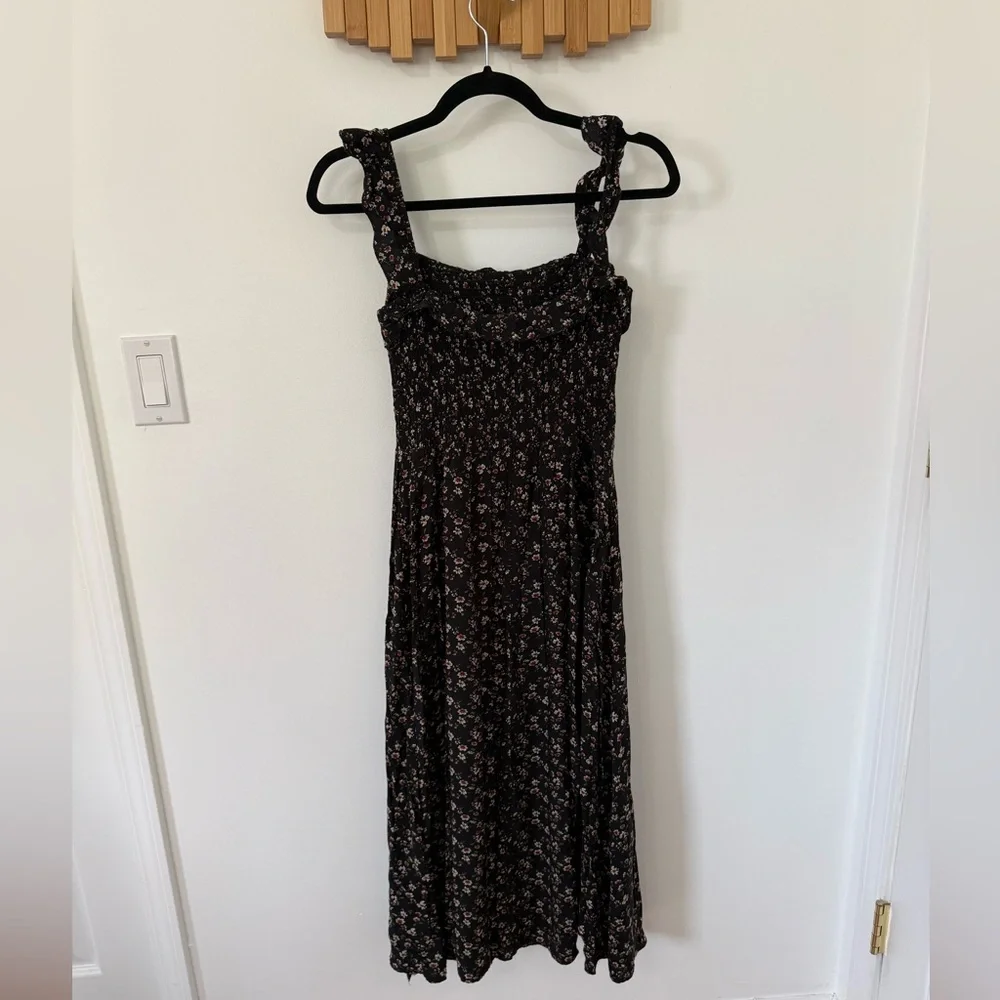 NATURAL LIFE Megan Black and Burgundy Floral Midi Dress, Size Small - Picture 2 of 10